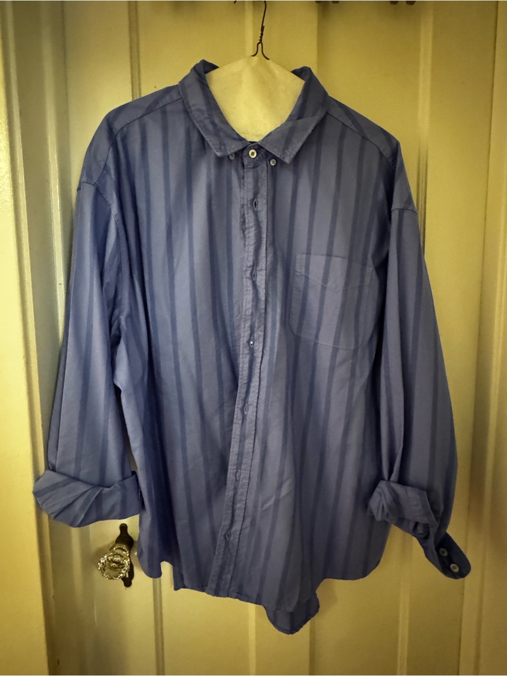 fresh produce Women's Striped Blue Button-Down Shirt